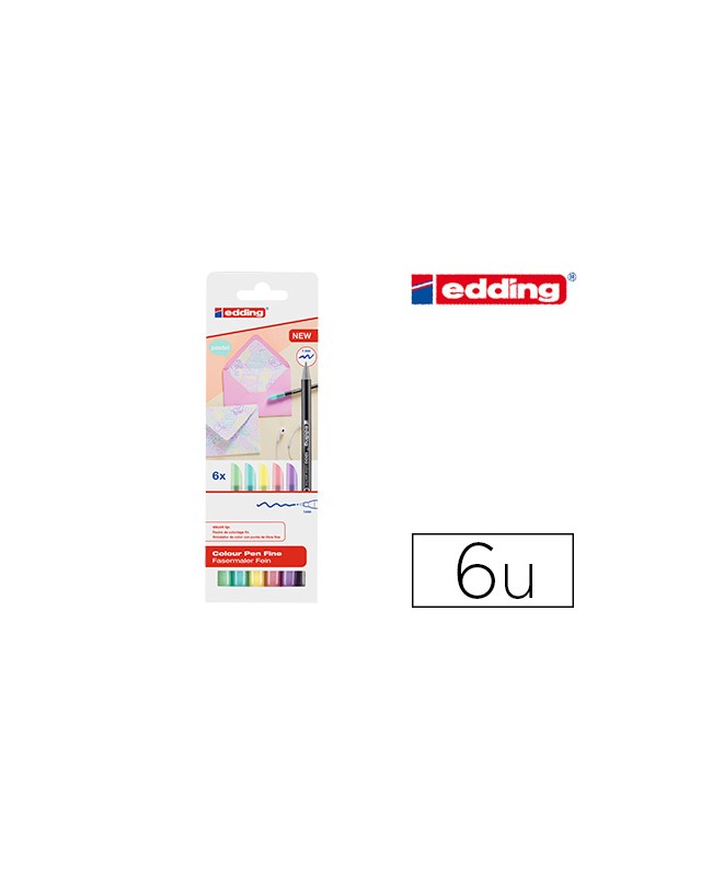 Rotulador edding punta fibra 1200 pastel punta redonda 1 mm estuche de 6 unidades colores surtidos