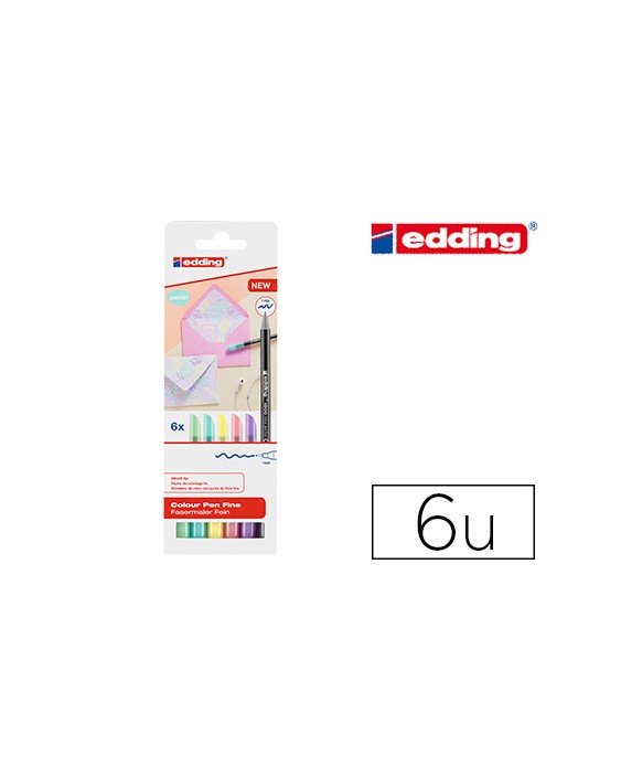 Rotulador edding punta fibra 1200 pastel punta redonda 1 mm estuche de 6 unidades colores surtidos