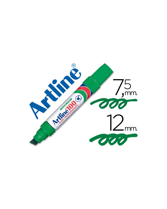Rotulador artline marcador permanente 100 verde punta biselada