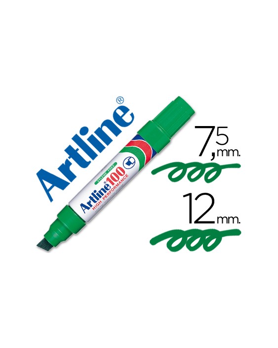 Rotulador artline marcador permanente 100 verde punta biselada