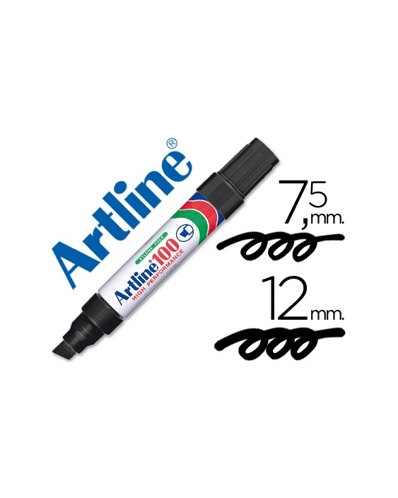 Rotulador artline marcador permanente 100 negro -punta biselada