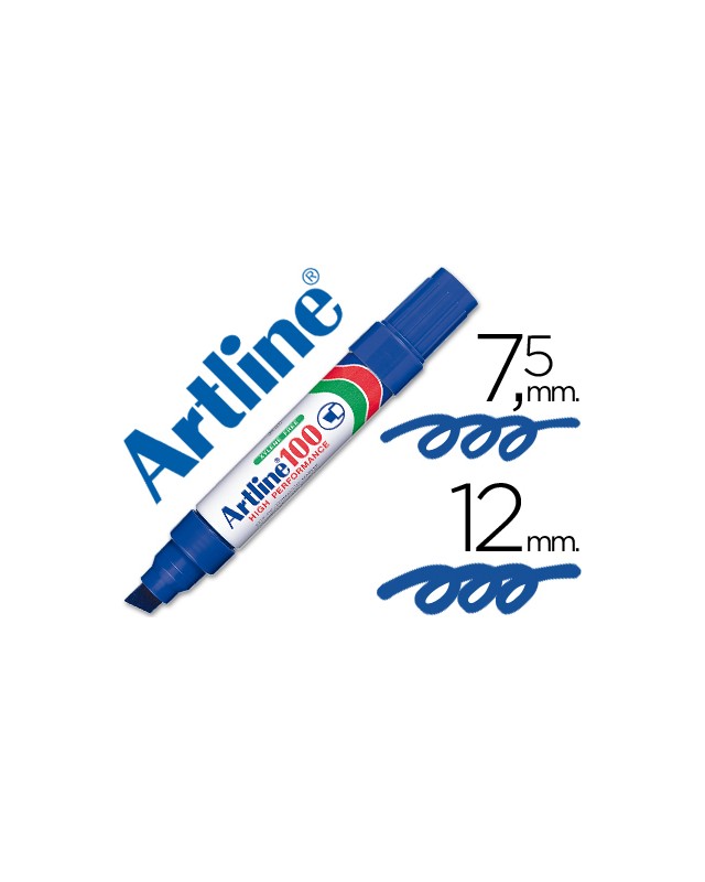 Rotulador artline marcador permanente 100 azul punta biselada