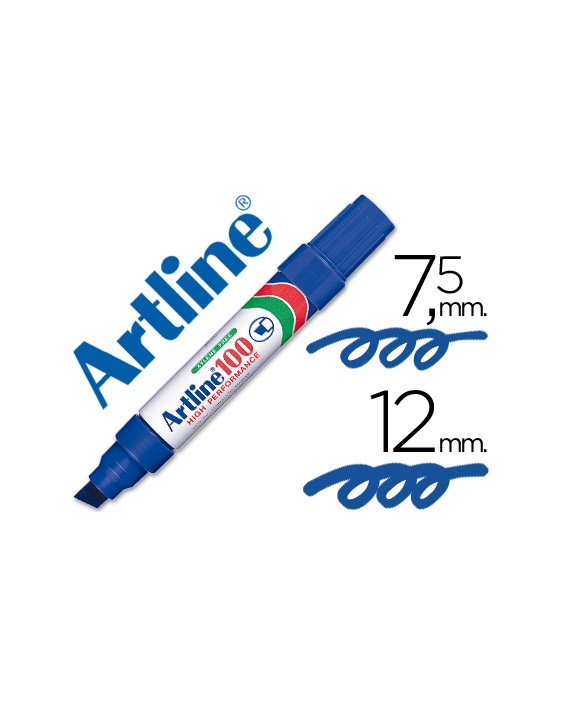 Rotulador artline marcador permanente 100 azul punta biselada