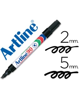 Rotulador artline marcador permanente ek-90 negro punta biselada 5 mm papel metal y cristal