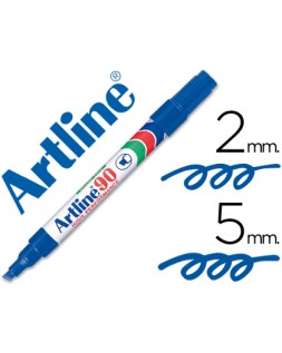 Rotulador artline marcador permanente ek-90 azul punta biselada 5 mm papel metal y cristal