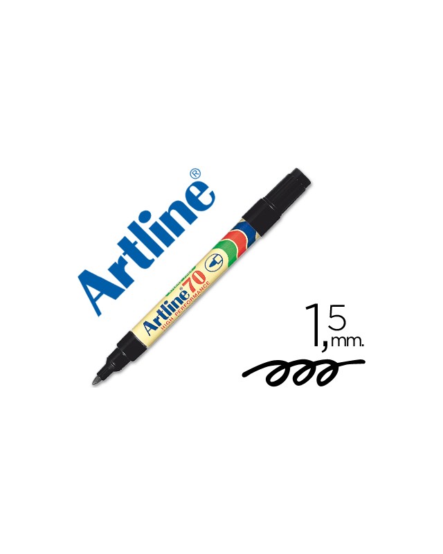 Rotulador artline marcador permanente ek-70 negro punta redonda 1.5 mm papel metal y cristal