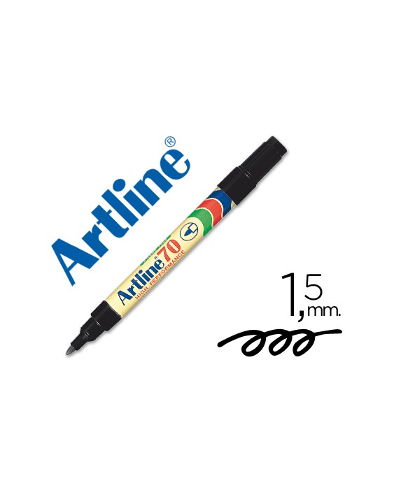 Rotulador artline marcador permanente ek-70 negro punta redonda 1.5 mm papel metal y cristal