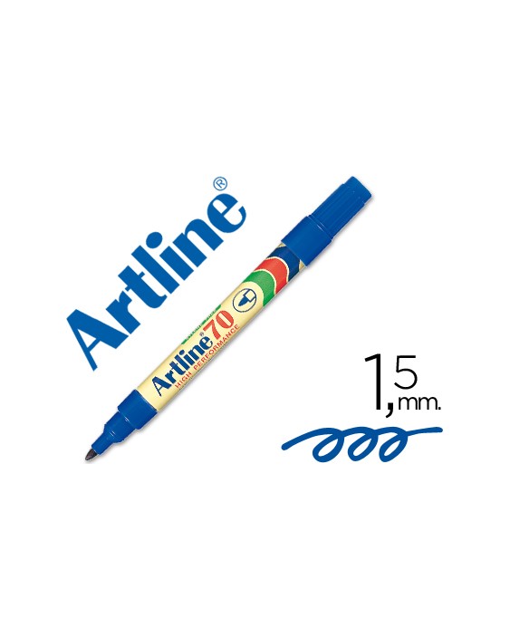 Rotulador artline marcador permanente ek-70 azul punta redonda 1.5 mm papel metal y cristal
