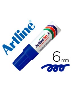 Rotulador artline marcador permanente ek-50 azul -punta biselada 6 mm -papel metal y cristal