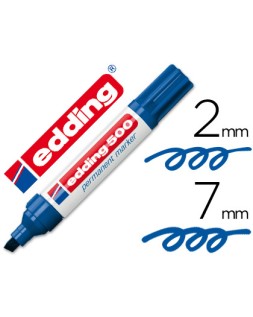 Rotulador edding marcador permanente 500 azul punta biselada 7 mm recargable