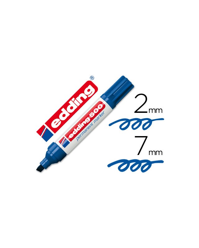 Rotulador edding marcador permanente 500 azul punta biselada 7 mm recargable