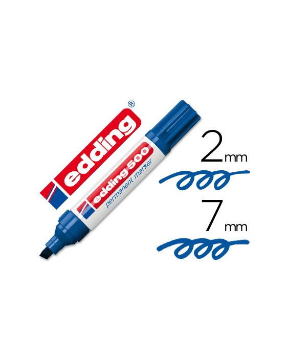 Rotulador edding marcador permanente 500 azul punta biselada 7 mm recargable