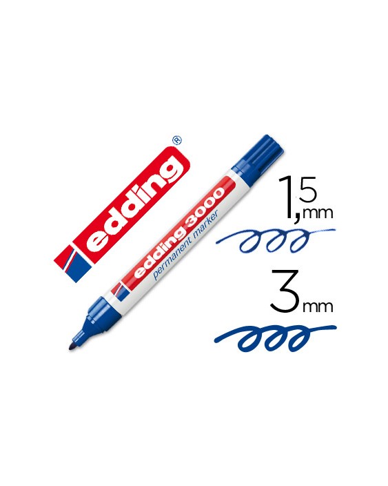 Rotulador edding marcador permanente 3000 azul punta redonda 1,5-3 mm recargable