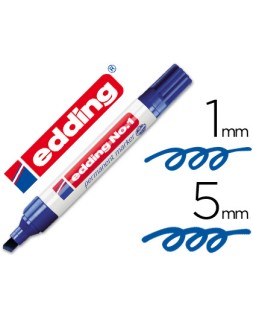 Rotulador edding marcador permanente 1 azul punta biselada 5 mm recargable