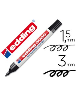 Rotulador edding marcador permanente 3000 negro punta redonda 1,5-3 mm recargable