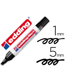 Rotulador edding marcador permanente 1 negro punta biselada 5 mm recargable