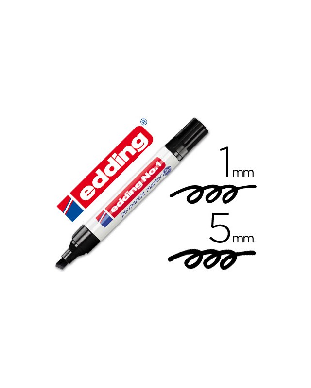 Rotulador edding marcador permanente 1 negro punta biselada 5 mm recargable