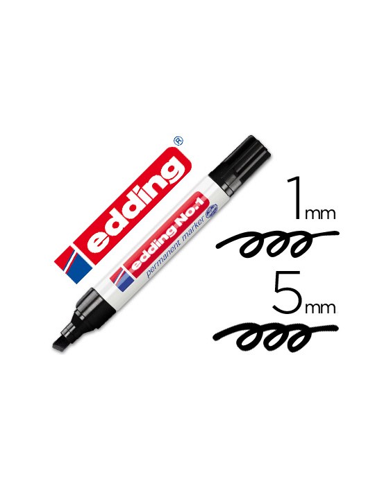 Rotulador edding marcador permanente 1 negro punta biselada 5 mm recargable