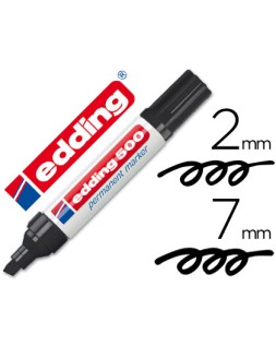 Rotulador edding marcador permanente 500 negro punta biselada 7 mm recargable