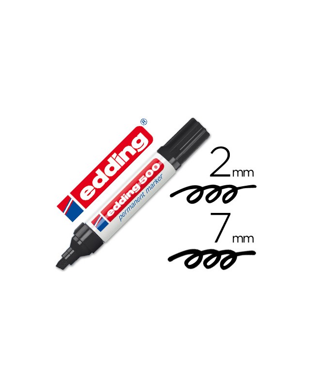 Rotulador edding marcador permanente 500 negro punta biselada 7 mm recargable