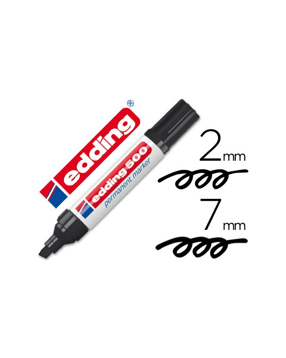 Rotulador edding marcador permanente 500 negro punta biselada 7 mm recargable
