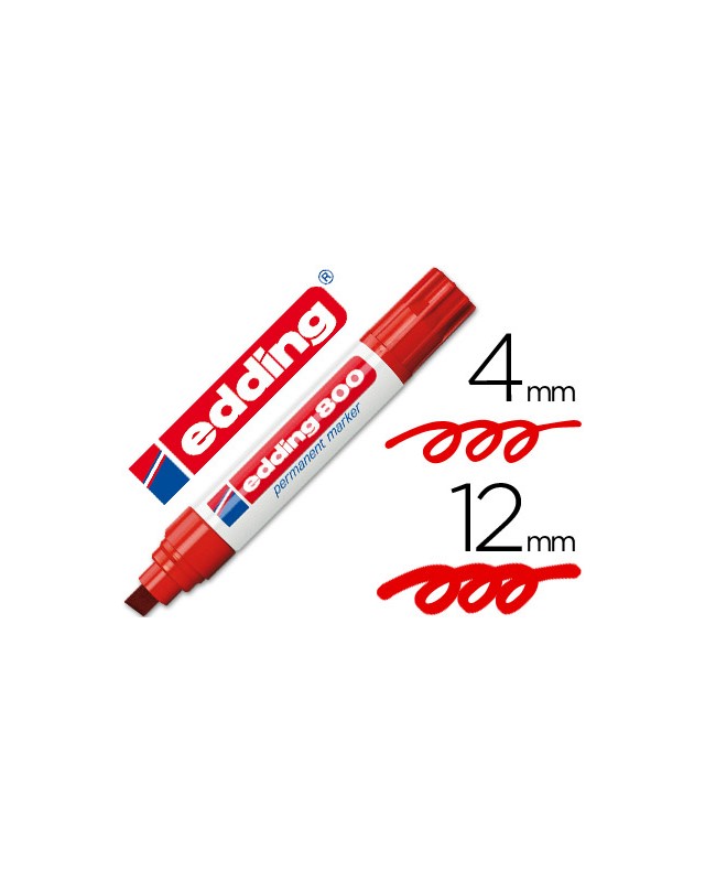 Rotulador edding marcador permanente 800 rojo punta biselada 12 mm recargable