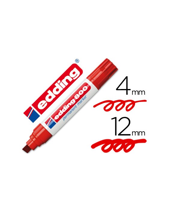 Rotulador edding marcador permanente 800 rojo punta biselada 12 mm recargable