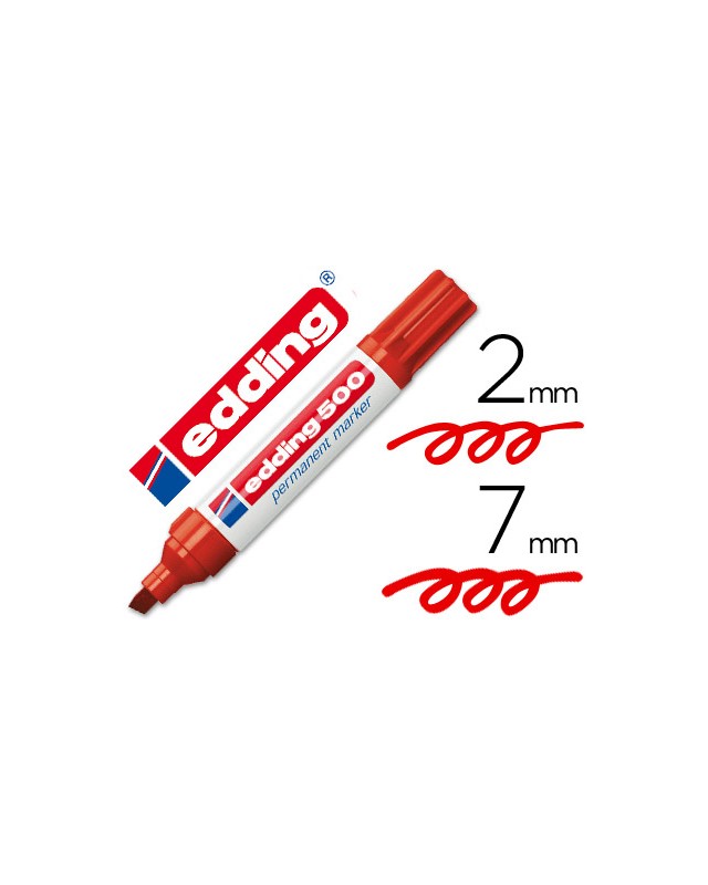 Rotulador edding marcador permanente 500 rojo punta biselada 7 mm