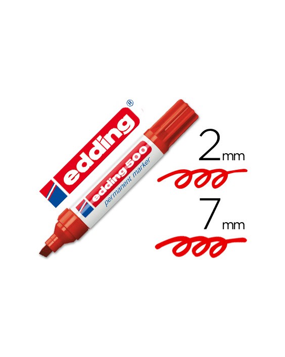 Rotulador edding marcador permanente 500 rojo punta biselada 7 mm
