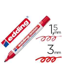 Rotulador edding marcador permanente 3000 rojo punta redonda 1,5-3 mm recargable