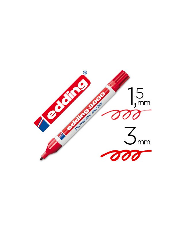 Rotulador edding marcador permanente 3000 rojo punta redonda 1,5-3 mm recargable