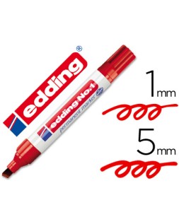 Rotulador edding marcador permanente 1 rojo punta biselada 5 mm recargable