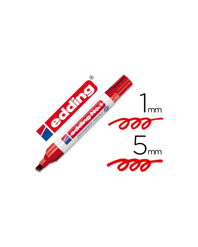 Rotulador edding marcador permanente 1 rojo punta biselada 5 mm recargable