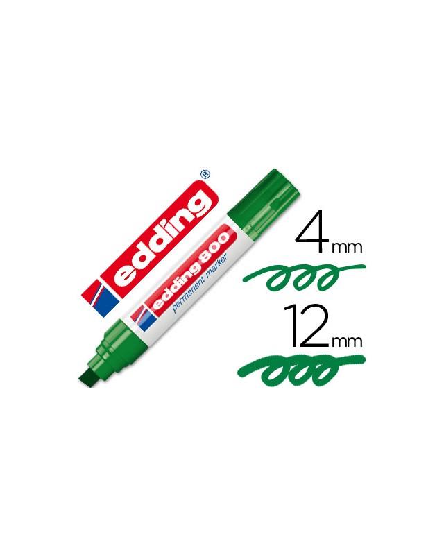 Rotulador edding marcador permanente 800 verde punta biselada 12 mm recargable