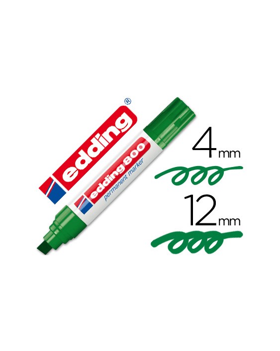 Rotulador edding marcador permanente 800 verde punta biselada 12 mm recargable