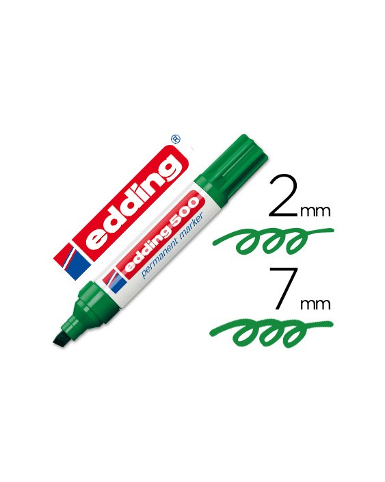 Rotulador edding marcador permanente 500 verde punta biselada 7 mm