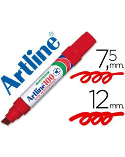 Rotulador artline marcador permanente 100 rojo punta biselada