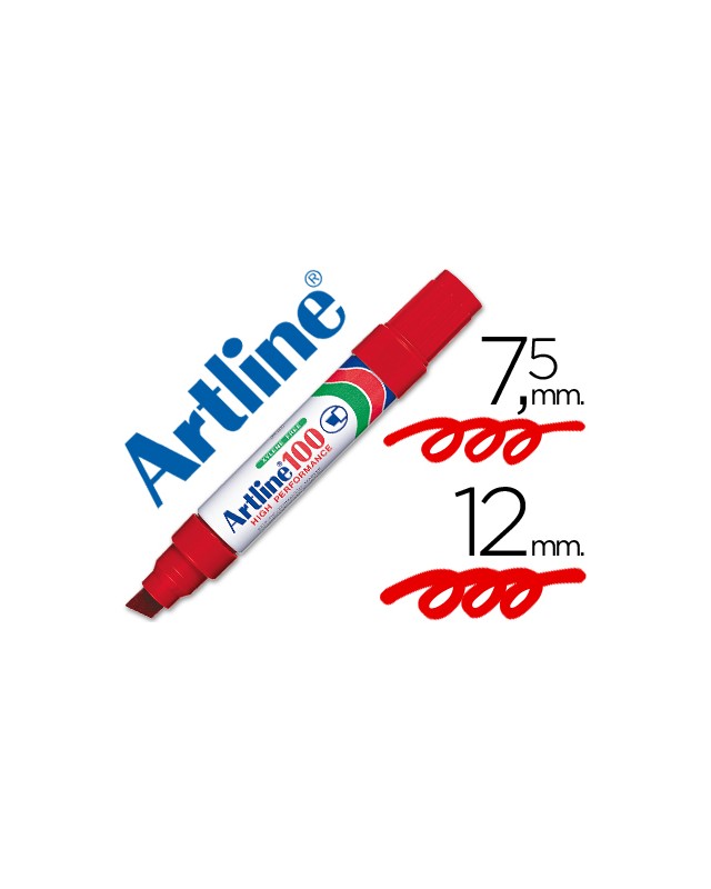 Rotulador artline marcador permanente 100 rojo punta biselada