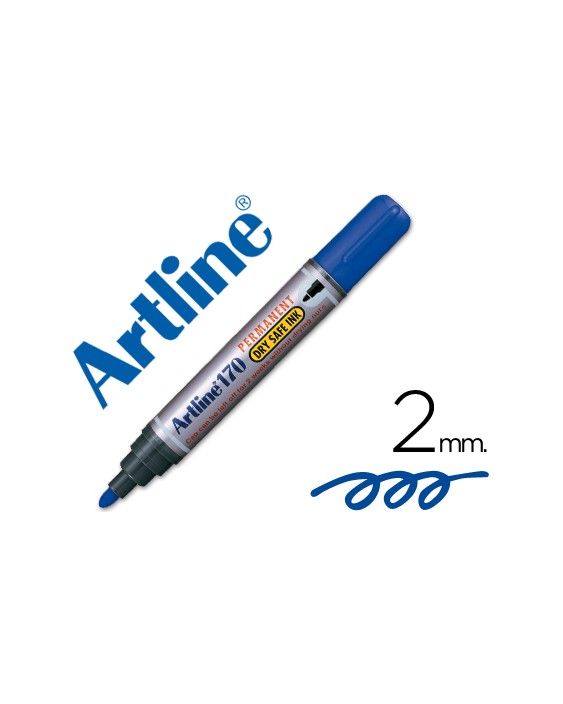 Rotulador artline marcador permanente 170 azul punta redonda 2mm antisecado