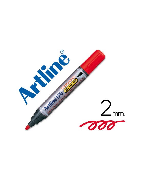 Rotulador artline marcador permanente 170 rojo punta redonda 2 mm antisecado