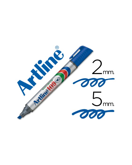 Rotulador artline marcador permanente 109 azul punta biselada