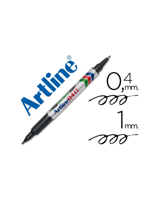 Rotulador artline marcador permanente ek-041t negro doble punta 0,4 y 1,0 mm
