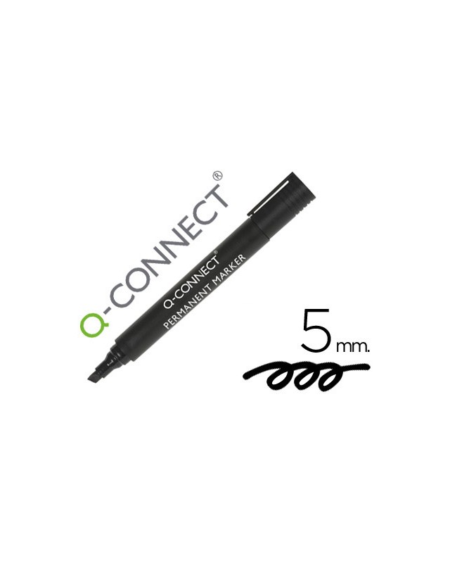 Rotulador q-connect marcador permanente negro punta biselada 5 mm