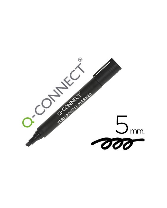 Rotulador q-connect marcador permanente negro punta biselada 5 mm