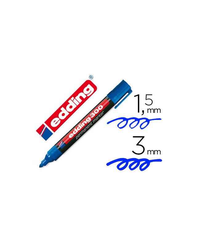Rotulador edding marcador permanente 300 azul punta redonda 1,5-3 mm recargable