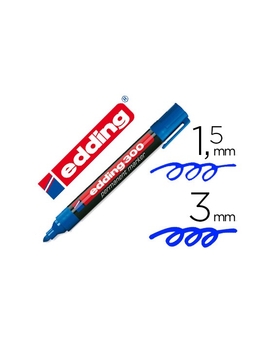 Rotulador edding marcador permanente 300 azul punta redonda 1,5-3 mm recargable