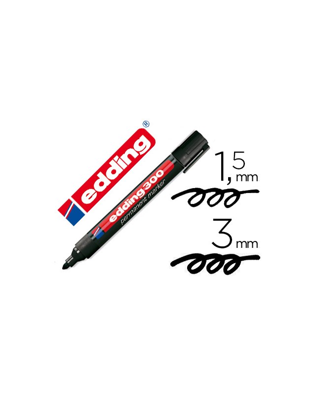 Rotulador edding marcador permanente 300 negro punta redonda 1,5-3 mm recargable