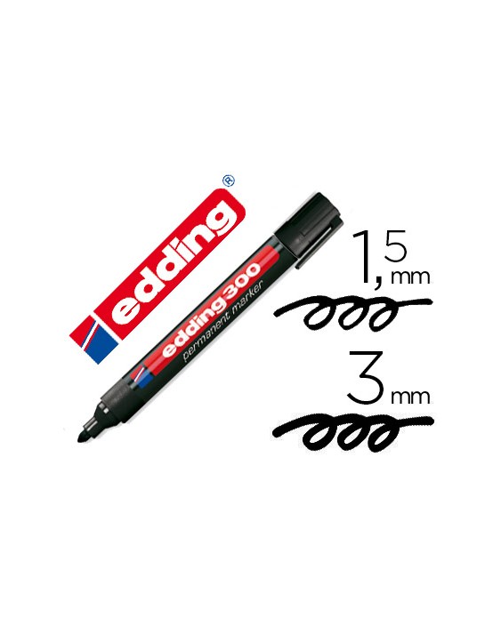 Rotulador edding marcador permanente 300 negro punta redonda 1,5-3 mm recargable