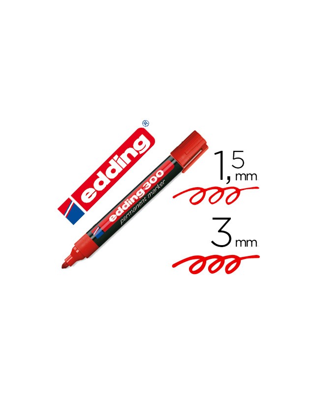 Rotulador edding marcador permanente 300 rojo punta redonda 1,5-3 mm recargable