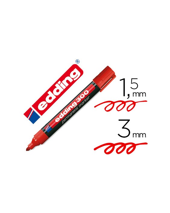 Rotulador edding marcador permanente 300 rojo punta redonda 1,5-3 mm recargable